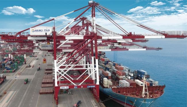 Cẩu bờ nâng kép bán tự động QQCT 80T70M tại Cảng Thanh Đảo