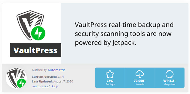 VaultPress - plugin cung cấp nhiều lựa chọn các tính năng bảo mật