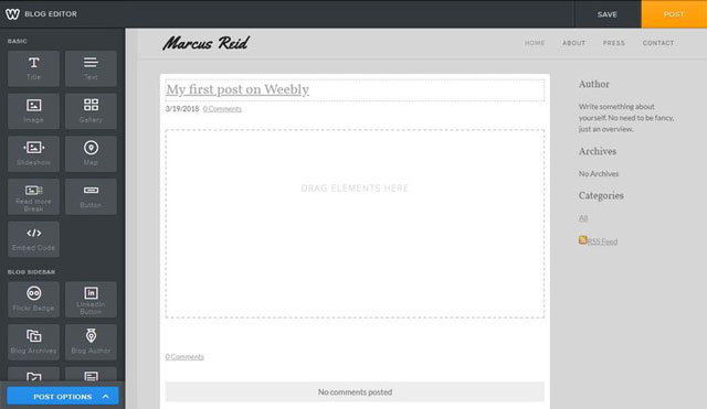 Trang web tạo blo miễn phí Weebly