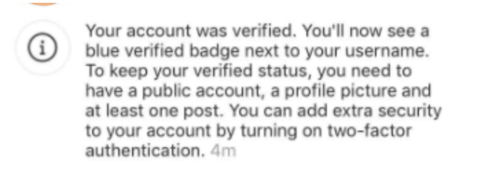Bạn xác minh thành công Instagram